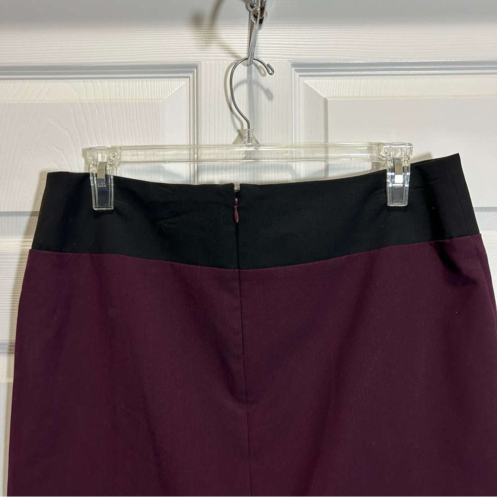 Ellen Tracy Maroon Black Waistband Skirt Size 14 - Picture 5 of 9
